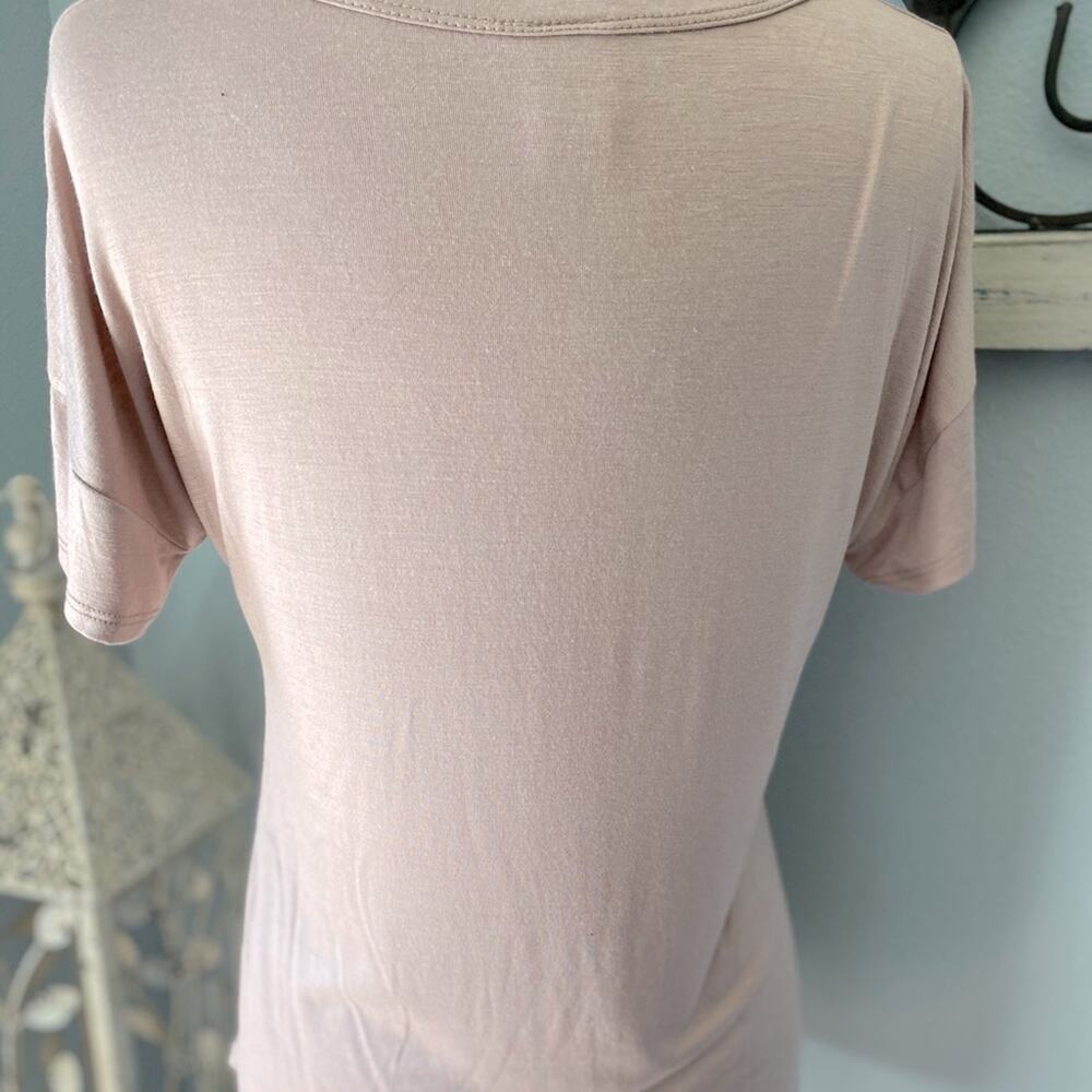 Rainbow Graphic Top 70's Boho Vibe Good Times Tee Shirt Taupe Blush Size Medium - Picture 4 of 6